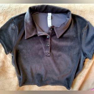 Alo Yoga Velour Choice Polo top in black size small
